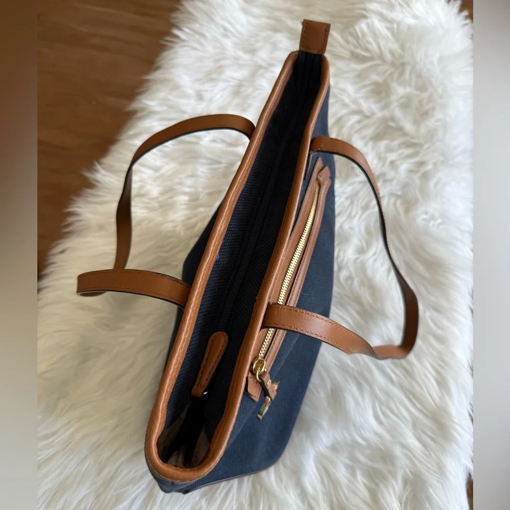 🔥Michael Kors | Navy Blue & Brown Shoulder Bag with Zip Closure and Storage